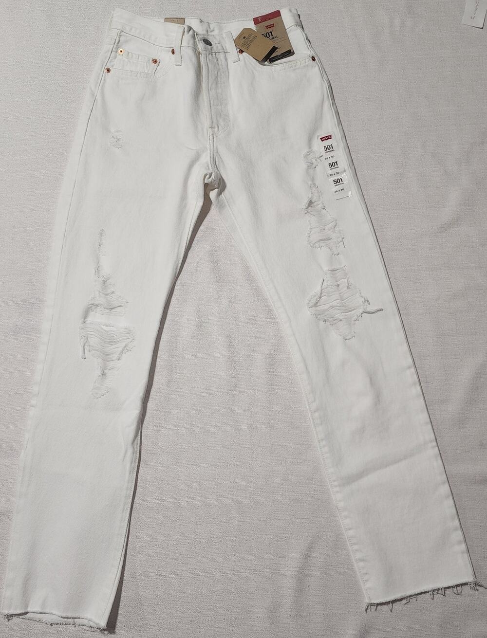 Levi's 501 original 26x30 sit at waist women-button fly white